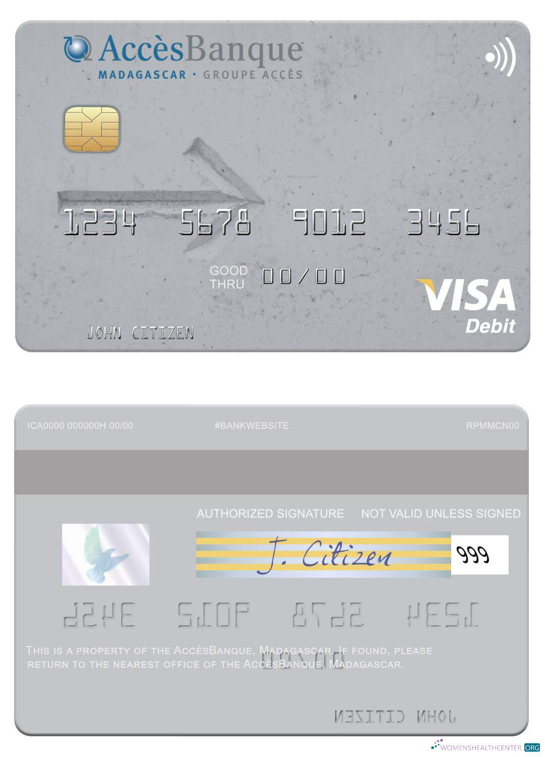 Download Madagascar AccèsBanque visa debit card Photoshop template